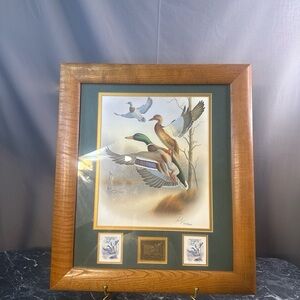 Ronald Louque signed and numbered Duck Stamp Print with Stamps and Medallion